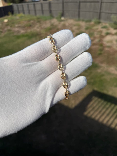10k Yellow Gold Puff Mariner Bracelet