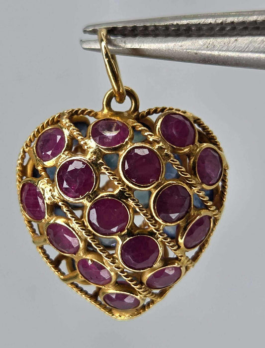 18k Gold Double Sided Heart Pendant