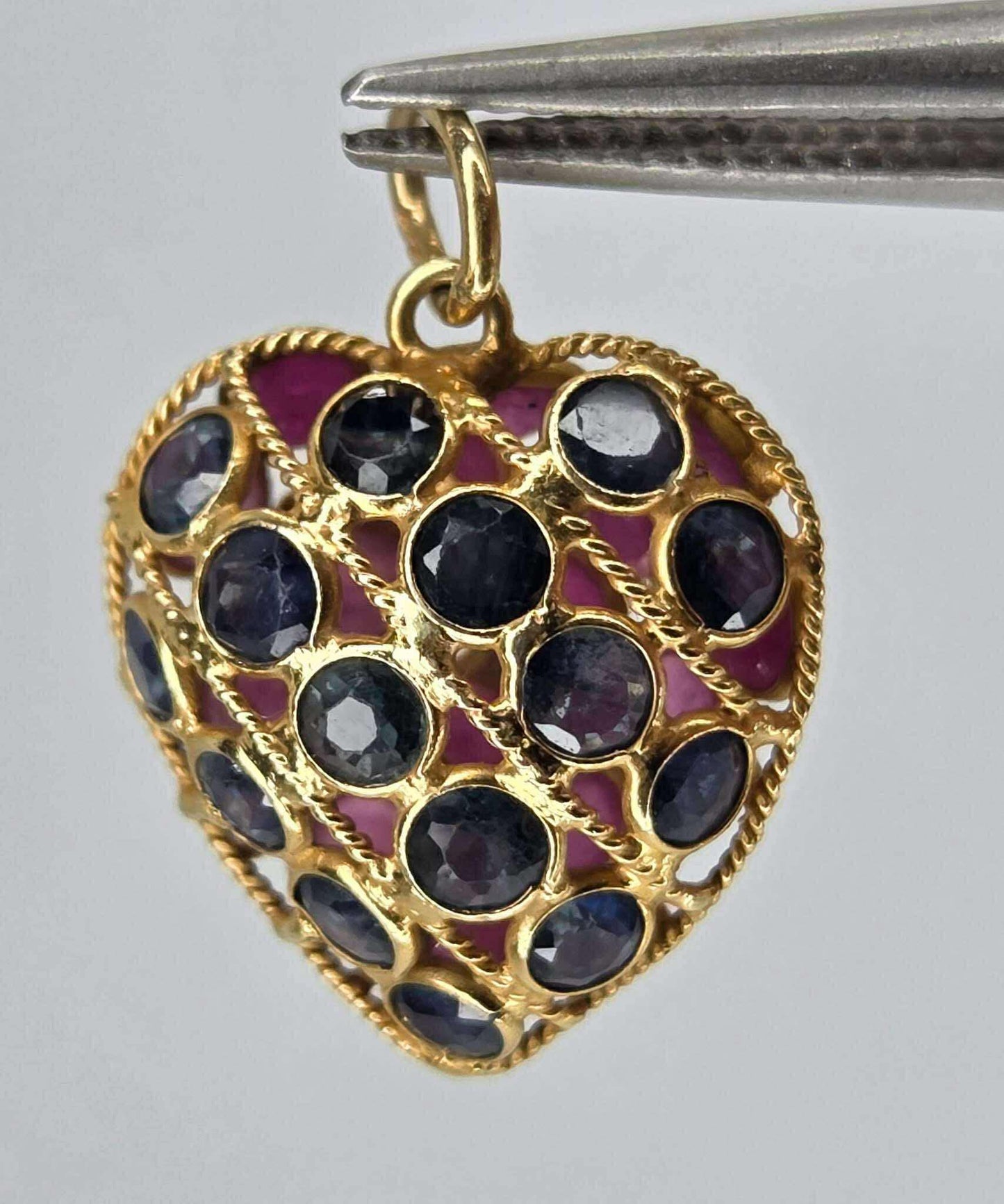 18k Gold Double Sided Heart Pendant
